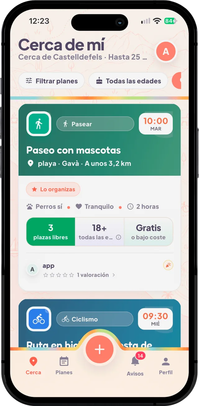 Pantalla Cerca de mí de De Salidita con planes próximos