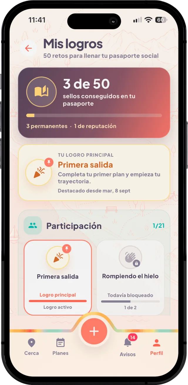 Pasaporte social y logros en De Salidita